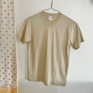 Vintage 80s Beige Duke Athletic T-Shirt – Made in USA – Single Stitch Neutral